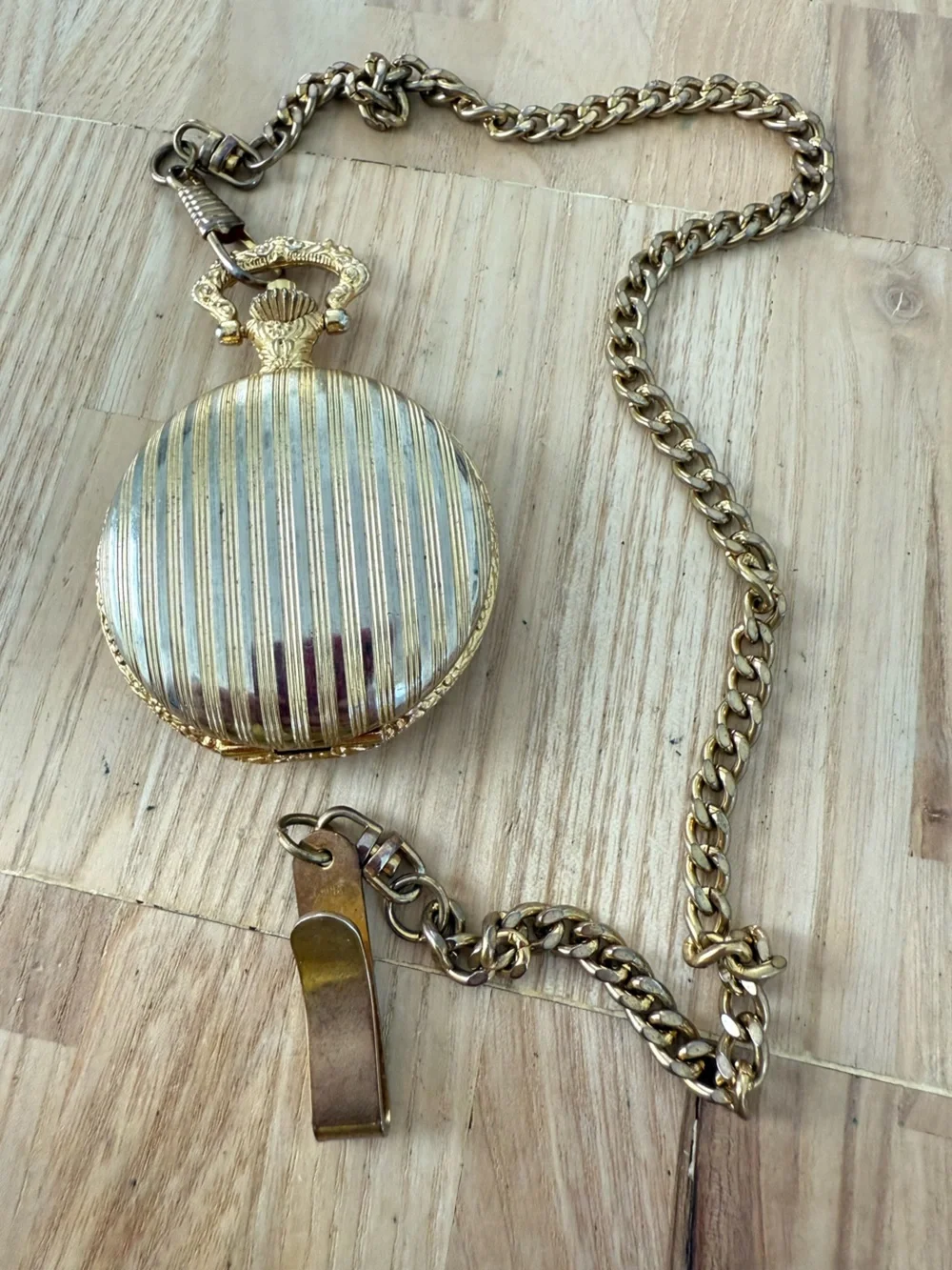 Galaxie by Elgin two tone pocket watch NEW BATTERY